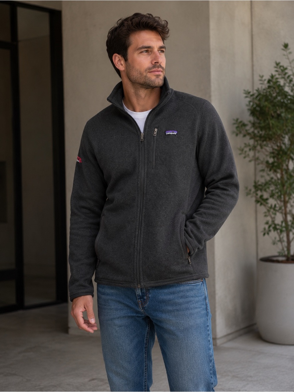 Patagonia Better Sweater Jacket Men's Large Black Full Zip Pockets Outdoor Logo